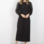 RUMELLA 9098 ELBİSE KOLLAR ŞİFON DETAYLI KEMERLİ